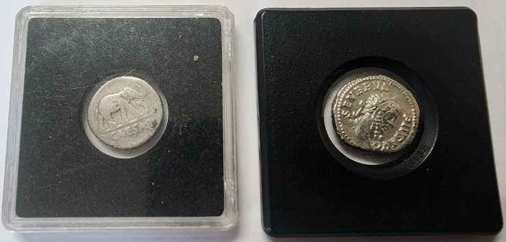 Left is Julius Caesar's Coin still in circulation at the time and place of Jesus. Right is a more typical Denarius.