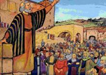 Peter talking to the 3000 people on Pentecost